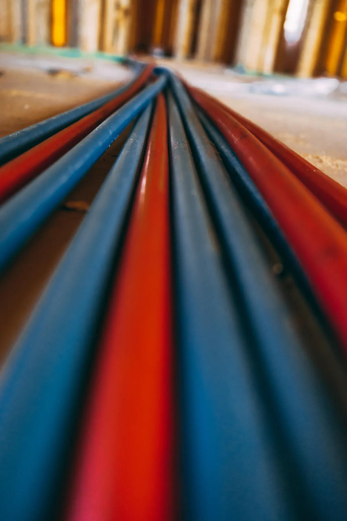 Coiled red and blue PEX tubing ready for a repipe – Hot Water Recirculation Pumps for Rancho Santa Margarita Homes for Rancho Santa Margarita, CA homes